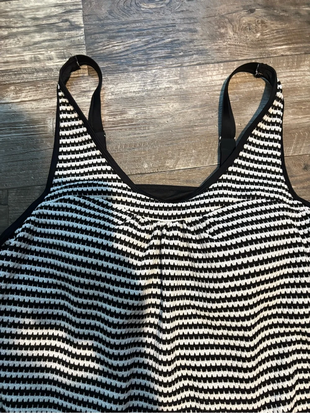 NWOT Modlily Swim Tankini Top Women’s Black and White Striped